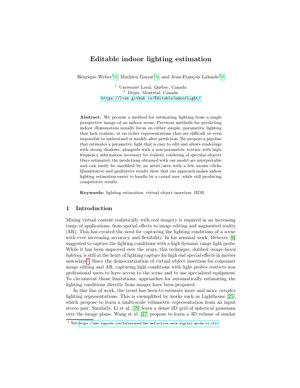 PDF Document Cover - Editable Indoor Lighting Estimation from a Single Image