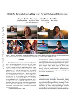 Copertina documento PDF - Relightful Harmonization: Sostituzione Realistica dello Sfondo dei Ritratti con Consapevolezza dell'Illuminazione