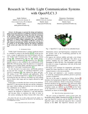 PDF Document Cover - OpenVLC1.3: Design and Implementation of a Low-Cost, High-Performance Visible Light Communication Platform