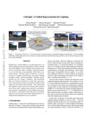 PDF Document Cover - UniLight: A Unified Multimodal Lighting Representation for Computer Vision and Graphics